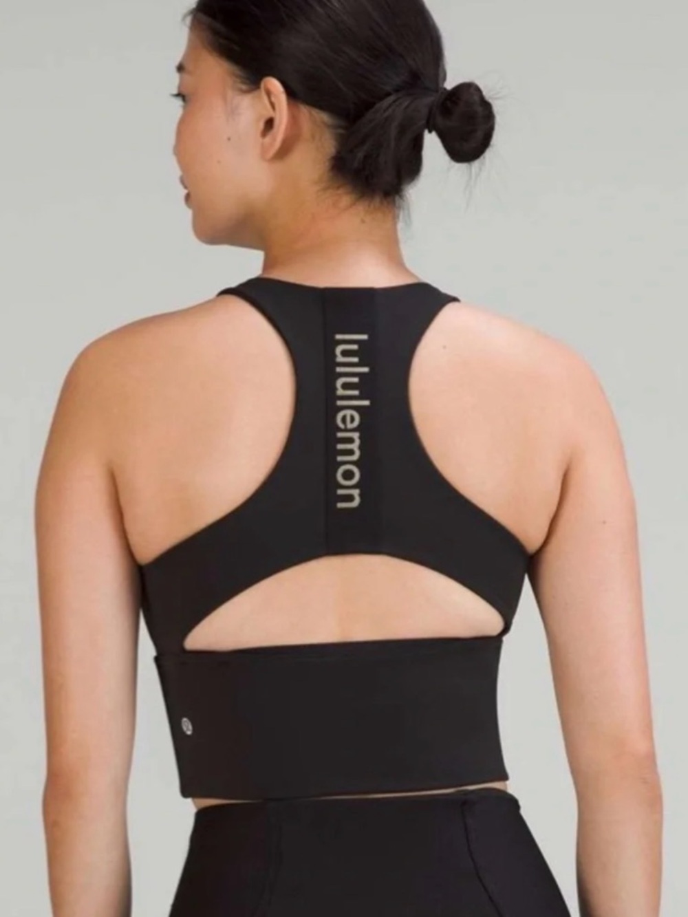 Lululemon Logo Elastic Everlux Shelf Tank Size 6 Espresso/Bone